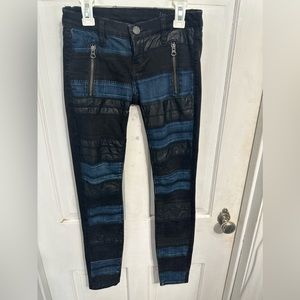 Blank NY skinny jeans patchwork jean and faux leather size 25